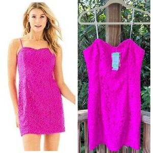 NWT Lilly Pulitzer Lace Demi dress in Berry Sangri Corded Floral Lace